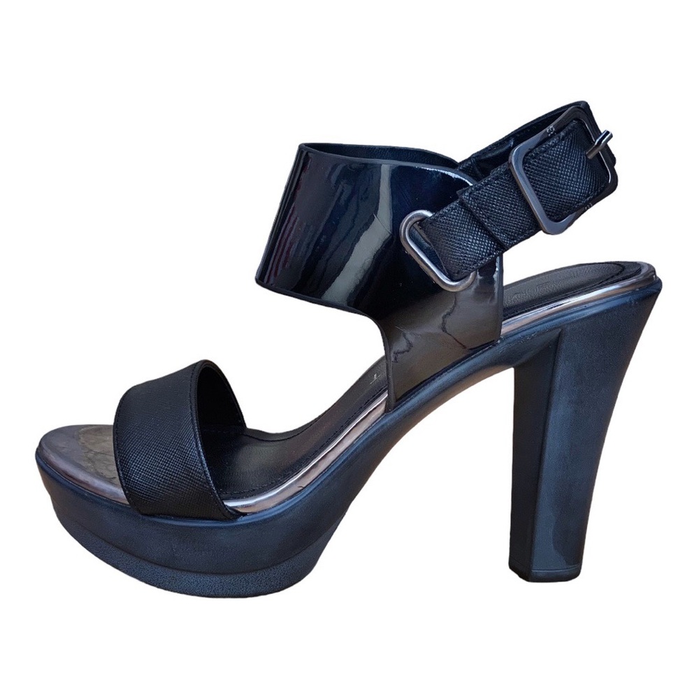 Everbest Tall Black Buckle Strap Platform Heels, Size 5